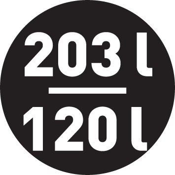 Pojemność lodówki/zamrażarki 203/120 l