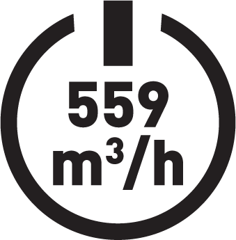 Wydajność wylotowa 559 m³/h.
