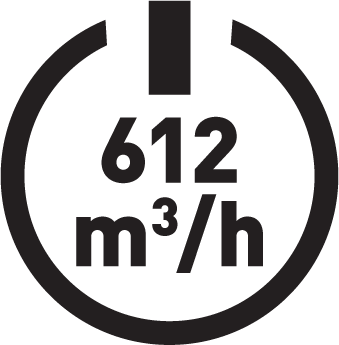 Wydajność wylotowa 612 m³/h.
